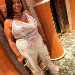 Plus size silver sequin halter jumper size 20
